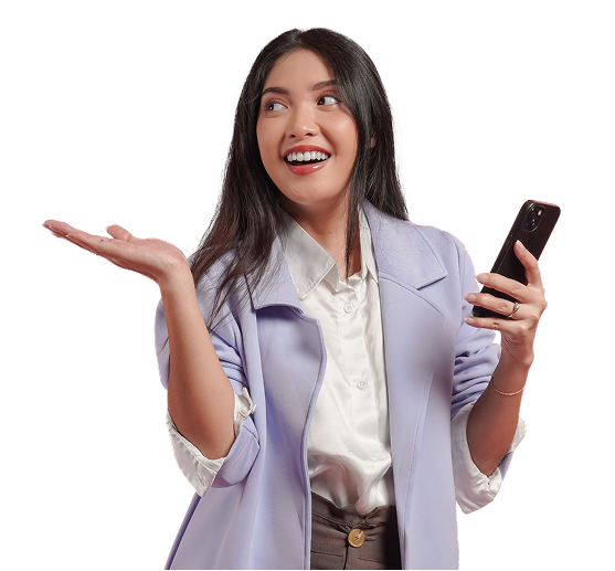 Smiling woman with phone